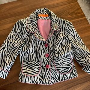 Cynthia Steffe Zebra Print Jacket with Pink Lining, sz s, pink and zebra print,
